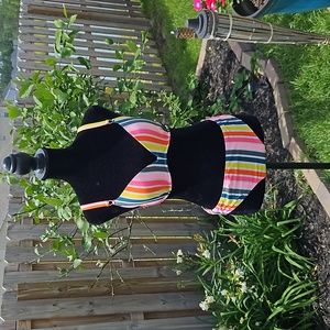 Shade & Shore Striped Colorful Bikini 34B Size Medium Bottoms